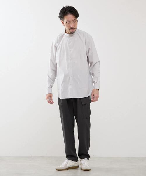 MEN'S MELROSE（メンズメルローズ）の「カラードストライプバンドカラーシャツ（シャツ/ブラウス・メンズ・グリーン/ライトグレー/ネイビー・3/2/4）」の14枚目の写真