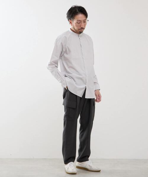 MEN'S MELROSE（メンズメルローズ）の「カラードストライプバンドカラーシャツ（シャツ/ブラウス・メンズ・グリーン/ライトグレー/ネイビー・3/2/4）」の15枚目の写真