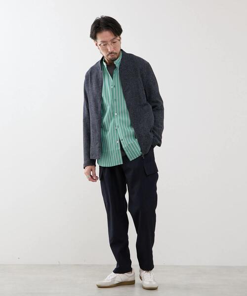 MEN'S MELROSE（メンズメルローズ）の「カラードストライプバンドカラーシャツ（シャツ/ブラウス・メンズ・グリーン/ライトグレー/ネイビー・3/2/4）」の22枚目の写真