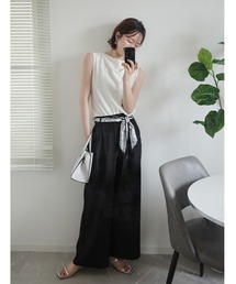 【Chiaki着用】【XSサイズあり】スカーフ付きタックワイドパンツ