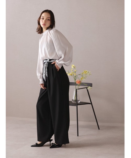 fifth（フィフス）の「【Chiaki着用】【XSサイズあり】スカーフ付きタックワイドパンツ（その他パンツ・レディース・ブラック/ライトグレー・M/XS）」の20枚目の写真