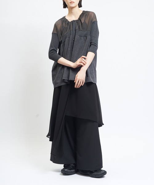 gomme（ゴム）の「ギャザーカーディガン（カーディガン/ボレロ・レディース・チャコールグレー・MEDIUM）」の2枚目の写真