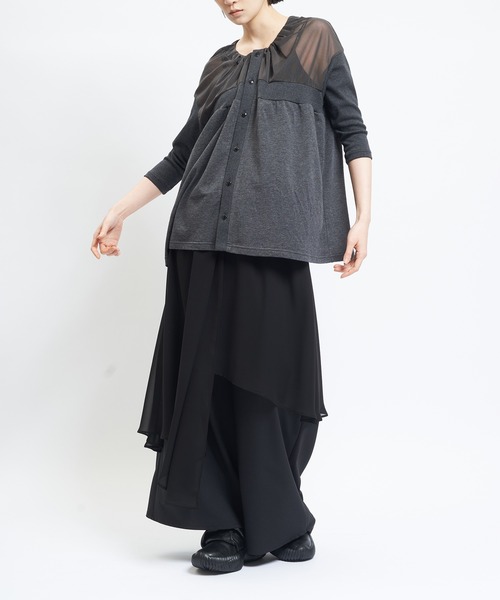 gomme（ゴム）の「ギャザーカーディガン（カーディガン/ボレロ・レディース・チャコールグレー・MEDIUM）」の3枚目の写真