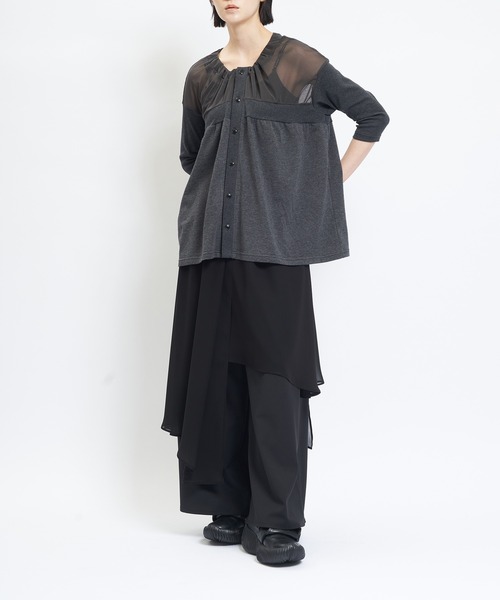 gomme（ゴム）の「ギャザーカーディガン（カーディガン/ボレロ・レディース・チャコールグレー・MEDIUM）」の4枚目の写真