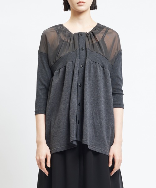 gomme（ゴム）の「ギャザーカーディガン（カーディガン/ボレロ・レディース・チャコールグレー・MEDIUM）」の6枚目の写真