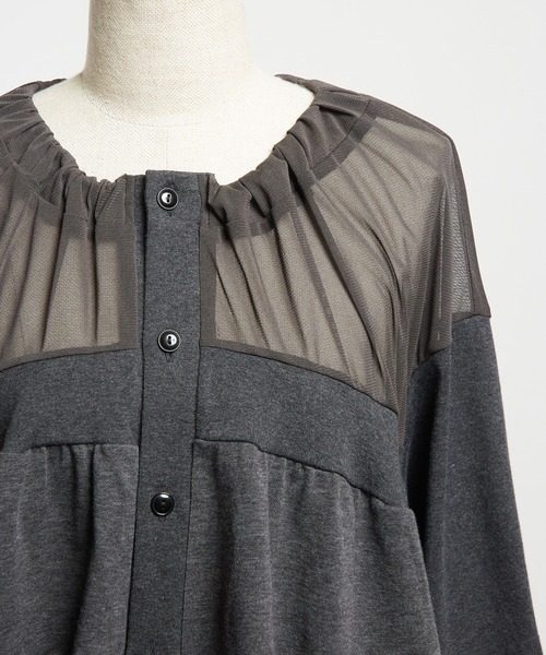 gomme（ゴム）の「ギャザーカーディガン（カーディガン/ボレロ・レディース・チャコールグレー・MEDIUM）」の12枚目の写真