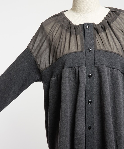 gomme（ゴム）の「ギャザーカーディガン（カーディガン/ボレロ・レディース・チャコールグレー・MEDIUM）」の14枚目の写真