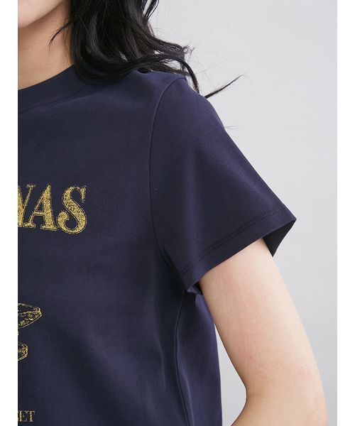 Mila Owen（ミラオーウェン）の「モチーフグラフィックＴシャツ（Tシャツ/カットソー・レディース・ベージュ/ピンク/ホワイト/モカ/ネイビー・0/1）」の17枚目の写真