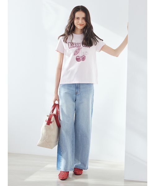 Mila Owen（ミラオーウェン）の「モチーフグラフィックＴシャツ（Tシャツ/カットソー・レディース・ベージュ/ピンク/ホワイト/モカ/ネイビー・0/1）」の9枚目の写真