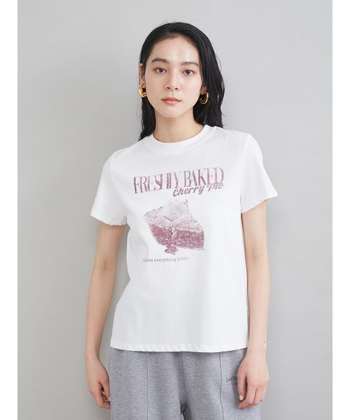 Mila Owen（ミラオーウェン）の「モチーフグラフィックＴシャツ（Tシャツ/カットソー・レディース・ベージュ/ピンク/ホワイト/モカ/ネイビー・0/1）」の10枚目の写真