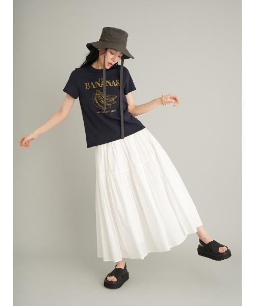 Mila Owen(ミラオーウェン)の「モチーフグラフィックTシャツ(Tシャツ/カットソー・レディース・ベージュ/ピンク/ホワイト/モカ/ネイビー・0/1)」の12枚目の写真