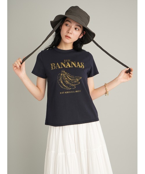 Mila Owen(ミラオーウェン)の「モチーフグラフィックTシャツ(Tシャツ/カットソー・レディース・ベージュ/ピンク/ホワイト/モカ/ネイビー・0/1)」の14枚目の写真