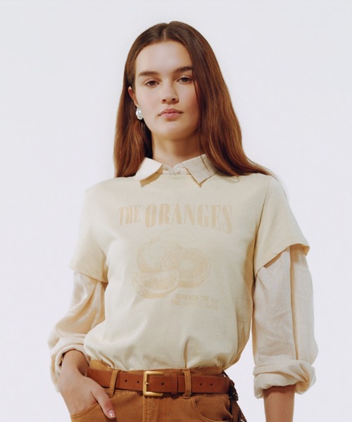 Mila Owen(ミラオーウェン)の「モチーフグラフィックTシャツ(Tシャツ/カットソー・レディース・ベージュ/ピンク/ホワイト/モカ/ネイビー・0/1)」の15枚目の写真