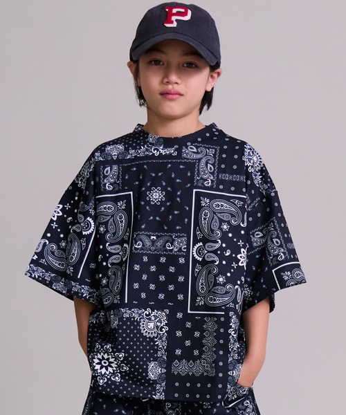 PAIRMANON STREET（ペアマノンストリート）の「【マルチファンクション】吸水速乾 総柄 半袖 Tシャツ【PAIRMANON STREET】（Tシャツ/カットソー・キッズ・グリーン/オレンジ/ブラック/グレー系その他/カーキ・100/110/120/130/140/150/160）」の2枚目の写真