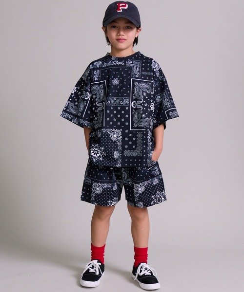 PAIRMANON STREET（ペアマノンストリート）の「【マルチファンクション】吸水速乾 総柄 半袖 Tシャツ【PAIRMANON STREET】（Tシャツ/カットソー・キッズ・グリーン/オレンジ/ブラック/グレー系その他/カーキ・100/110/120/130/140/150/160）」の9枚目の写真