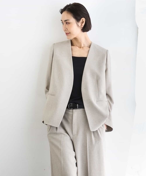 MICHEL KLEIN（ミッシェル・クラン）の「[遮熱効果素材]スクエアネックタンクトップ（Tシャツ/カットソー・レディース・ホワイト/ブラック・38）」の18枚目の写真