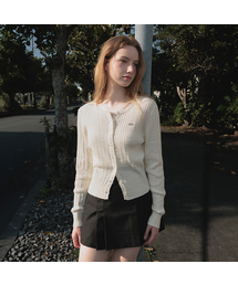 DEHEVE（デヘヴェ）の「Frill Cable Knit Cardigan [Ivory]（カーディガン/ボレロ）」