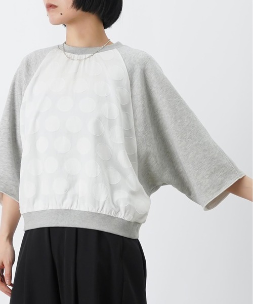 LUCA/LADY LUCK LUCA（ルカ/レディラックルカ）の「LC/LLL ドットジャガード裏毛5分袖プルオーバー（Tシャツ/カットソー・レディース・オフホワイト/グレー・FREE）」の14枚目の写真