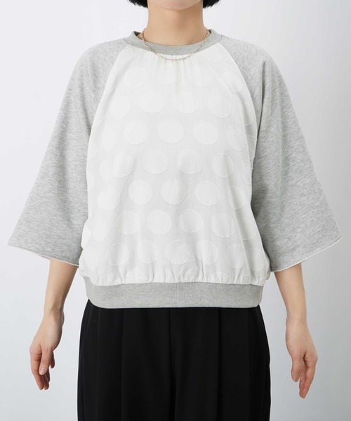 LUCA/LADY LUCK LUCA（ルカ/レディラックルカ）の「LC/LLL ドットジャガード裏毛5分袖プルオーバー（Tシャツ/カットソー・レディース・オフホワイト/グレー・FREE）」の15枚目の写真