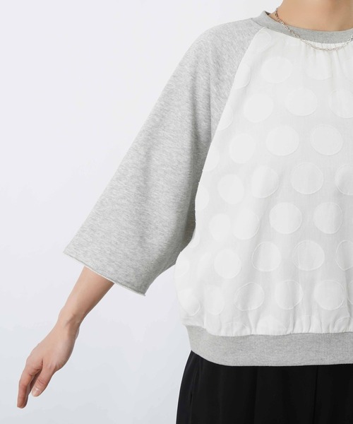 LUCA/LADY LUCK LUCA（ルカ/レディラックルカ）の「LC/LLL ドットジャガード裏毛5分袖プルオーバー（Tシャツ/カットソー・レディース・オフホワイト/グレー・FREE）」の17枚目の写真
