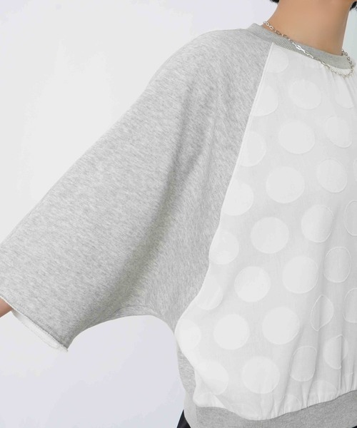 LUCA/LADY LUCK LUCA（ルカ/レディラックルカ）の「LC/LLL ドットジャガード裏毛5分袖プルオーバー（Tシャツ/カットソー・レディース・オフホワイト/グレー・FREE）」の19枚目の写真