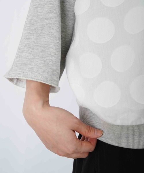LUCA/LADY LUCK LUCA（ルカ/レディラックルカ）の「LC/LLL ドットジャガード裏毛5分袖プルオーバー（Tシャツ/カットソー・レディース・オフホワイト/グレー・FREE）」の20枚目の写真