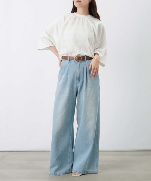 LUCA/LADY LUCK LUCA（ルカ/レディラックルカ）の「LC/LLL ドットジャガード裏毛5分袖プルオーバー（Tシャツ/カットソー・レディース・オフホワイト/グレー・FREE）」の4枚目の写真