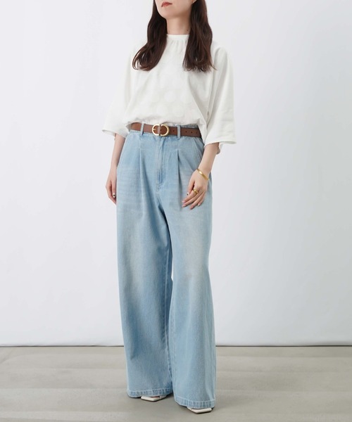 LUCA/LADY LUCK LUCA（ルカ/レディラックルカ）の「LC/LLL ドットジャガード裏毛5分袖プルオーバー（Tシャツ/カットソー・レディース・オフホワイト/グレー・FREE）」の8枚目の写真