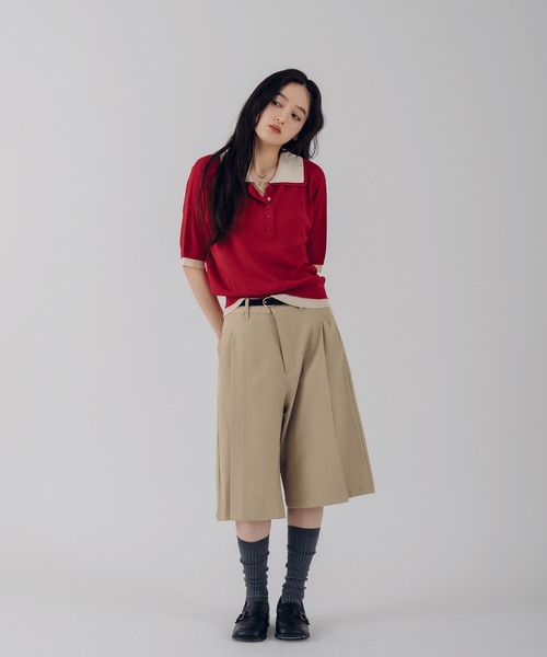MUHET(ミュエータ)の「belted shorts / ベルト付きハーフパンツ(その他パンツ・レディース・ベージュ/チャコールグレー/ネイビー・SMALL/LARGE/MEDIUM)」の15枚目の写真