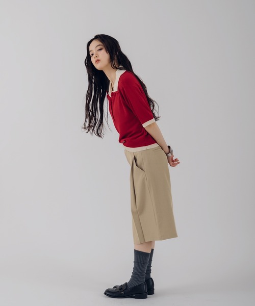 MUHET(ミュエータ)の「belted shorts / ベルト付きハーフパンツ(その他パンツ・レディース・ベージュ/チャコールグレー/ネイビー・SMALL/LARGE/MEDIUM)」の16枚目の写真