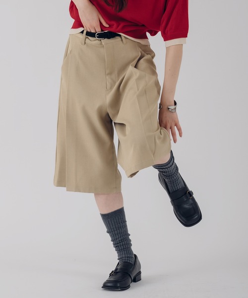 MUHET(ミュエータ)の「belted shorts / ベルト付きハーフパンツ(その他パンツ・レディース・ベージュ/チャコールグレー/ネイビー・SMALL/LARGE/MEDIUM)」の11枚目の写真