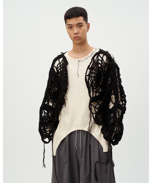 DISCOVERED(ディスカバード)の「BIG CROCHET HANDMADE CARDIGAN(ニット/セーター・メンズ・ブラック・FREE)」の1枚目の写真