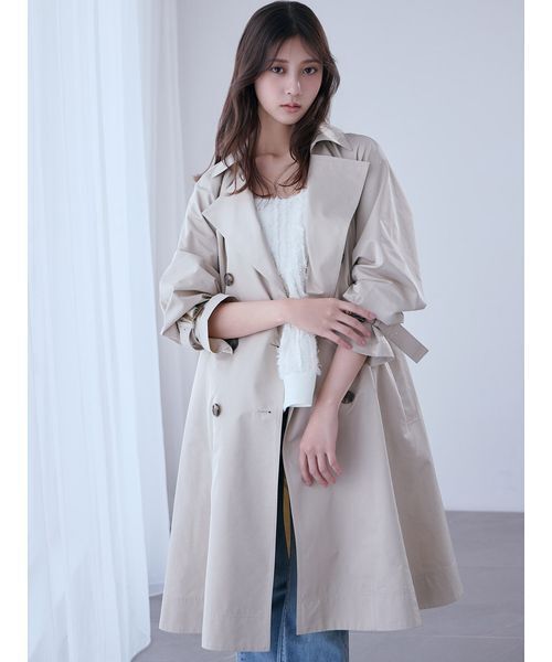 SNIDEL（スナイデル）の「バリエーションドレストレンチコート（トレンチコート・レディース・チェック/ライトベージュ・0/1）」の3枚目の写真