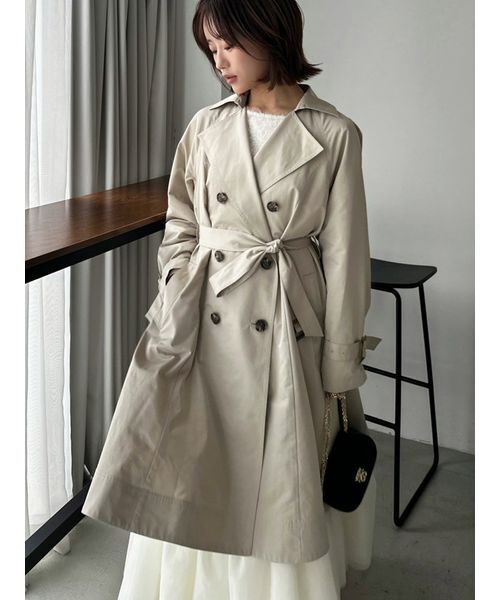 SNIDEL（スナイデル）の「バリエーションドレストレンチコート（トレンチコート・レディース・チェック/ライトベージュ・0/1）」の4枚目の写真