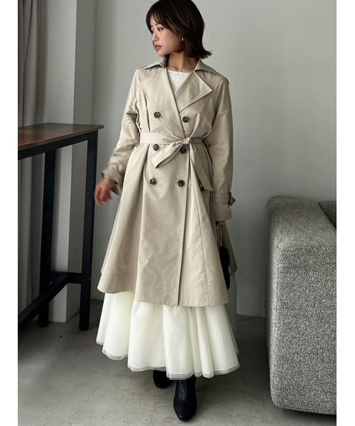 SNIDEL（スナイデル）の「バリエーションドレストレンチコート（トレンチコート・レディース・チェック/ライトベージュ・0/1）」の6枚目の写真