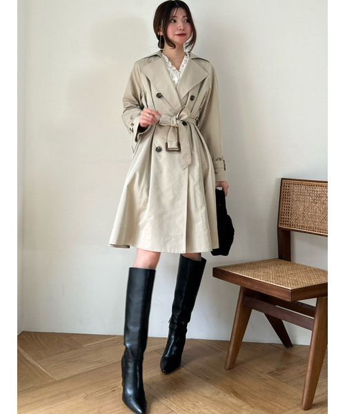 SNIDEL（スナイデル）の「バリエーションドレストレンチコート（トレンチコート・レディース・チェック/ライトベージュ・0/1）」の8枚目の写真