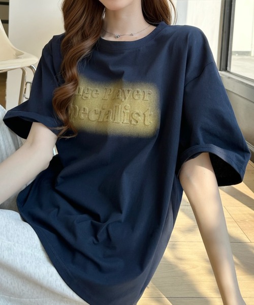 Ada.(エイダ)の「ペイント風 エンボスロゴ 半袖Tシャツ(Tシャツ/カットソー・レディース・ライトピンク/グレー/ネイビー・FREE)」の8枚目の写真