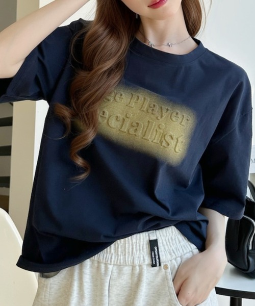 Ada.(エイダ)の「ペイント風 エンボスロゴ 半袖Tシャツ(Tシャツ/カットソー・レディース・ライトピンク/グレー/ネイビー・FREE)」の20枚目の写真
