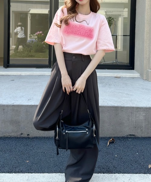 Ada.(エイダ)の「ペイント風 エンボスロゴ 半袖Tシャツ(Tシャツ/カットソー・レディース・ライトピンク/グレー/ネイビー・FREE)」の14枚目の写真
