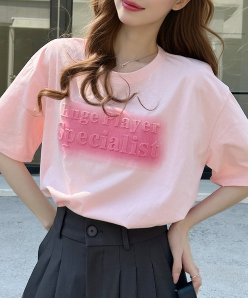 Ada.(エイダ)の「ペイント風 エンボスロゴ 半袖Tシャツ(Tシャツ/カットソー・レディース・ライトピンク/グレー/ネイビー・FREE)」の21枚目の写真