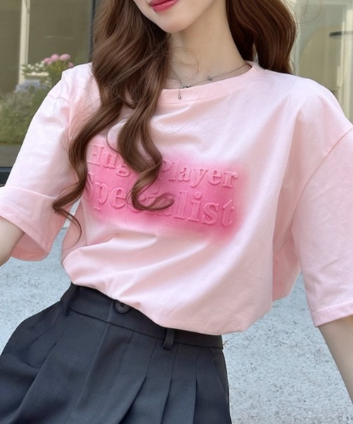 Ada.(エイダ)の「ペイント風 エンボスロゴ 半袖Tシャツ(Tシャツ/カットソー・レディース・ライトピンク/グレー/ネイビー・FREE)」の12枚目の写真
