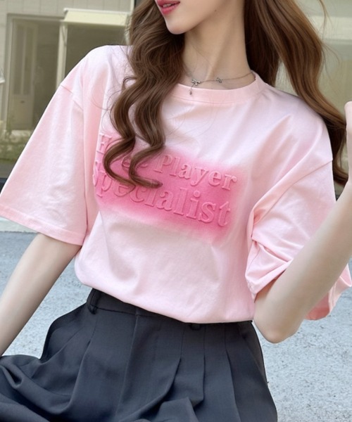 Ada.(エイダ)の「ペイント風 エンボスロゴ 半袖Tシャツ(Tシャツ/カットソー・レディース・ライトピンク/グレー/ネイビー・FREE)」の22枚目の写真