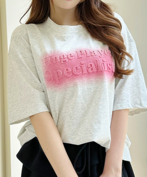 Ada.(エイダ)の「ペイント風 エンボスロゴ 半袖Tシャツ(Tシャツ/カットソー・レディース・ライトピンク/グレー/ネイビー・FREE)」の15枚目の写真