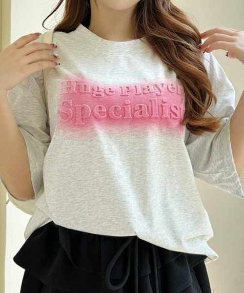 Ada.(エイダ)の「ペイント風 エンボスロゴ 半袖Tシャツ(Tシャツ/カットソー・レディース・ライトピンク/グレー/ネイビー・FREE)」の16枚目の写真