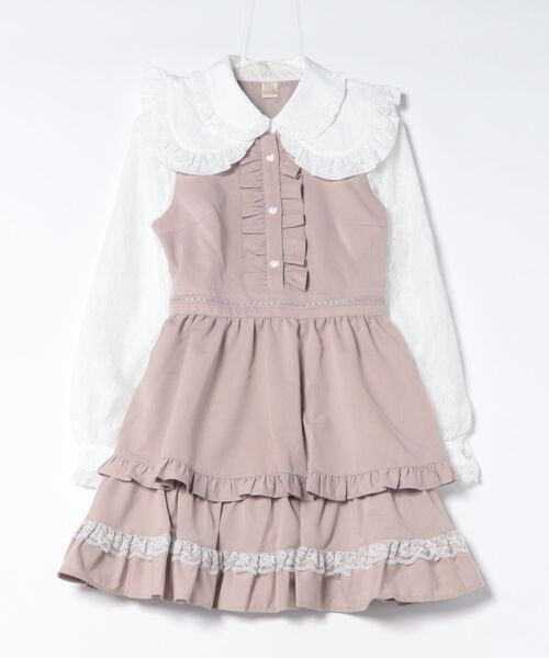 Secret Honey（シークレットハニー）の「レース付け襟ティアードワンピース（ワンピース・レディース・ブラック/ピンク/グレー・MEDIUM）」の17枚目の写真