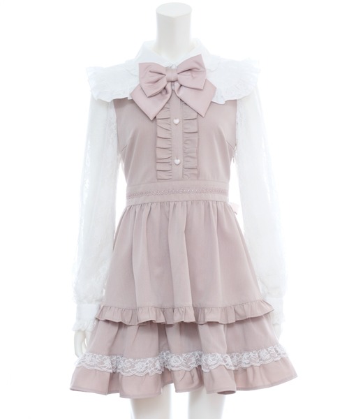 Secret Honey（シークレットハニー）の「レース付け襟ティアードワンピース（ワンピース・レディース・ブラック/ピンク/グレー・MEDIUM）」の11枚目の写真