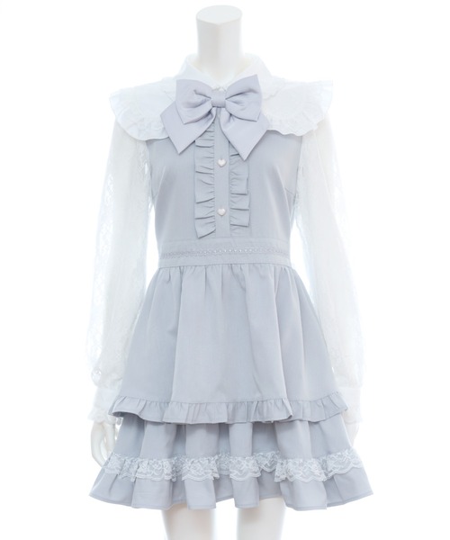 Secret Honey（シークレットハニー）の「レース付け襟ティアードワンピース（ワンピース・レディース・ブラック/ピンク/グレー・MEDIUM）」の12枚目の写真