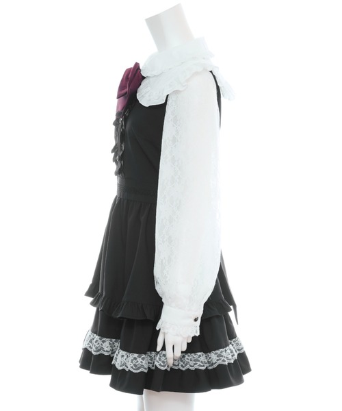 Secret Honey（シークレットハニー）の「レース付け襟ティアードワンピース（ワンピース・レディース・ブラック/ピンク/グレー・MEDIUM）」の14枚目の写真