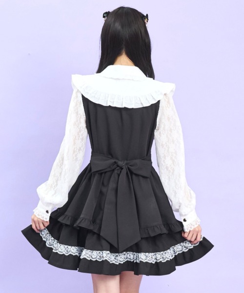 Secret Honey（シークレットハニー）の「レース付け襟ティアードワンピース（ワンピース・レディース・ブラック/ピンク/グレー・MEDIUM）」の10枚目の写真