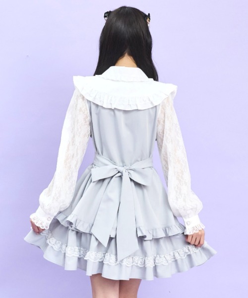 Secret Honey（シークレットハニー）の「レース付け襟ティアードワンピース（ワンピース・レディース・ブラック/ピンク/グレー・MEDIUM）」の8枚目の写真